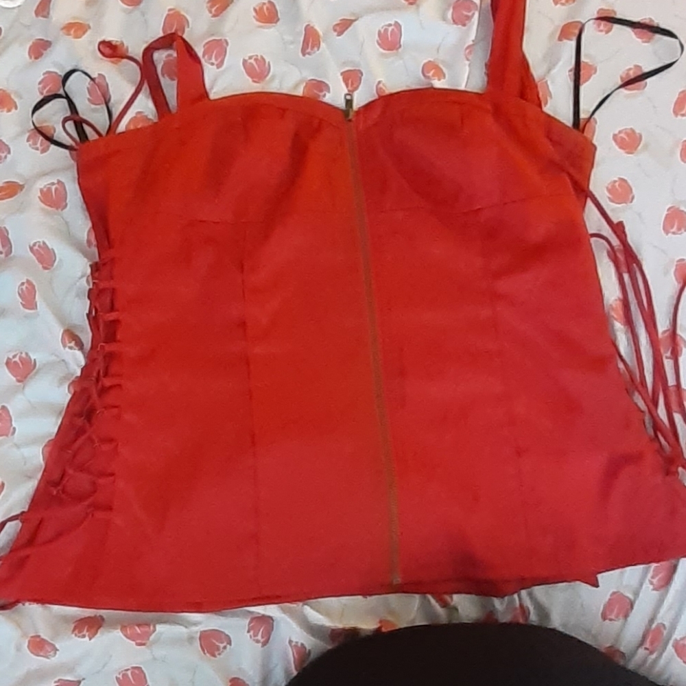 NWOT red zip bustier top